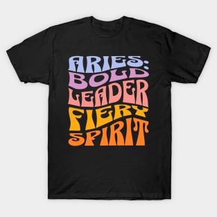 Aries:  Bold Leader Fiery Spirit Zodiac Sign Birthday T-Shirt